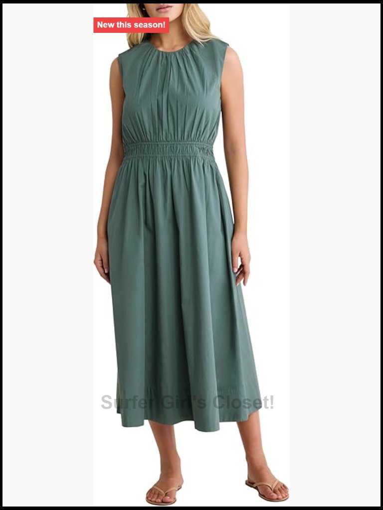100% Cotton Poplin Fit & Flare Midi Dress